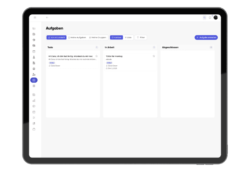 Kibi Connect Aufgabenverwaltung mit Checklisten, Zuweisung und Fortschrittsanzeige