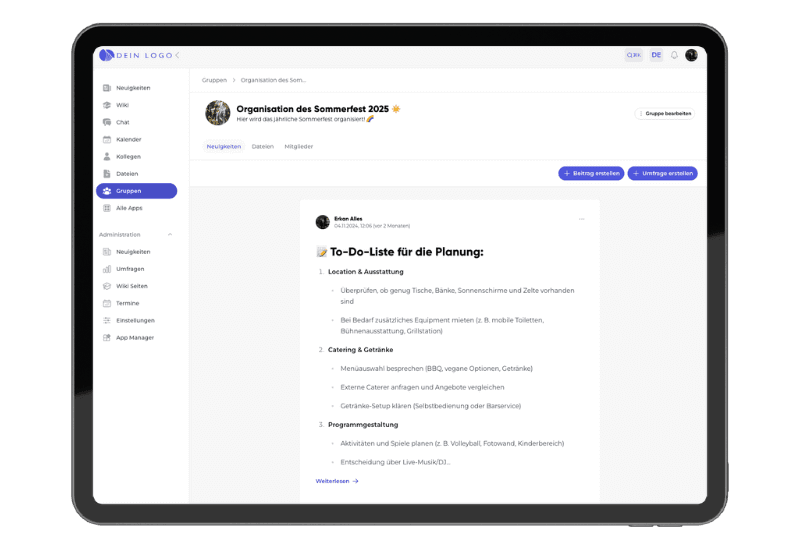 Gruppenstruktur und Favoriten in Kibi Connect