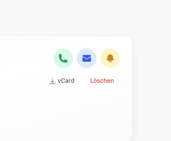 Direkte Kontaktaktionen im Adressbuch von Kibi Connect