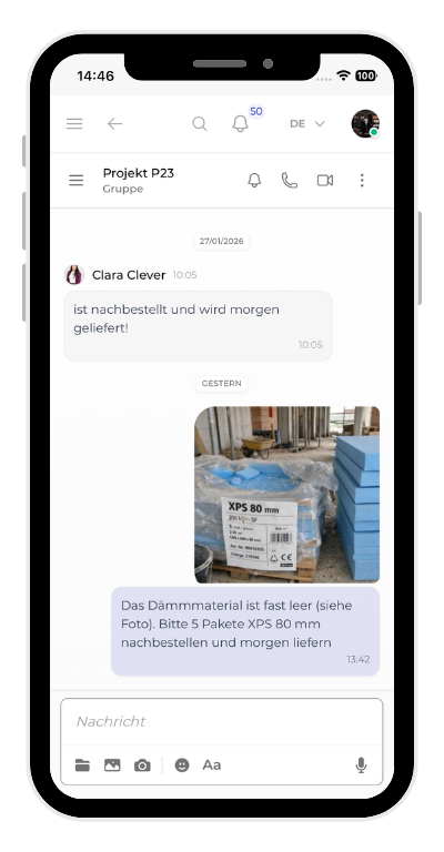 Chat-Ansicht von Kibi Connect auf dem Smartphone