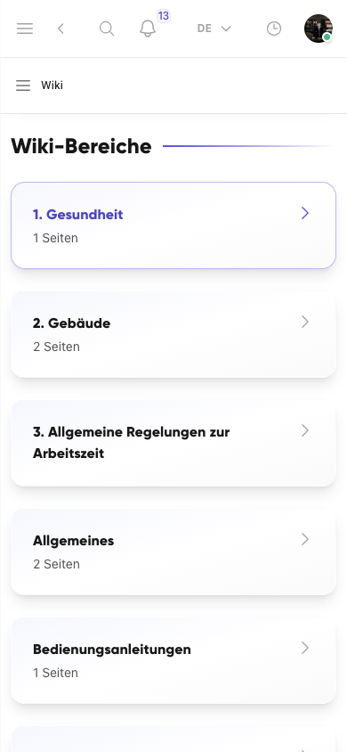 Wiki-Bereiche in Kibi Connect für Kommunen