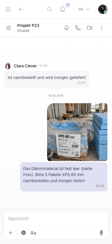 Foto und Nachricht im Kibi-Connect-Chat auf dem Smartphone