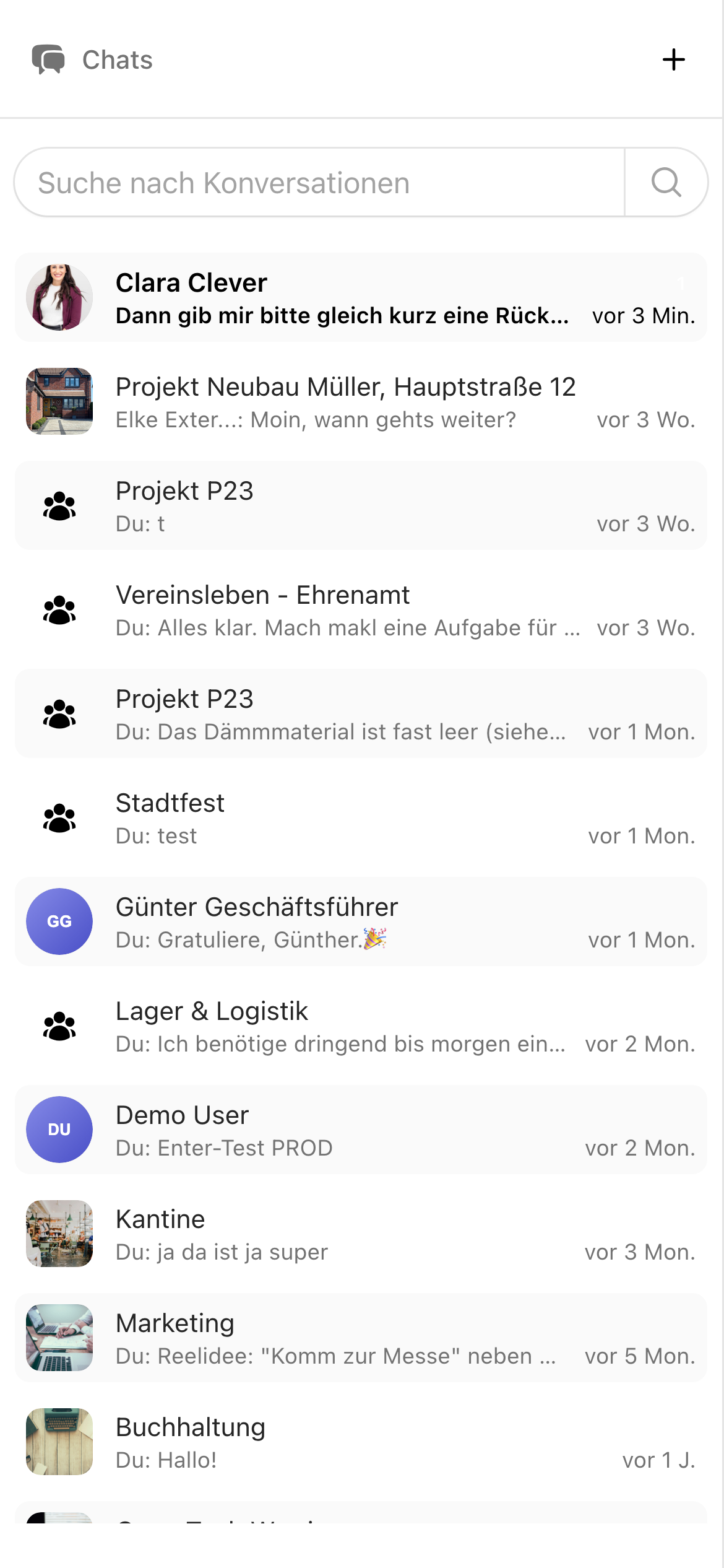 Chat-Übersicht in Kibi Connect