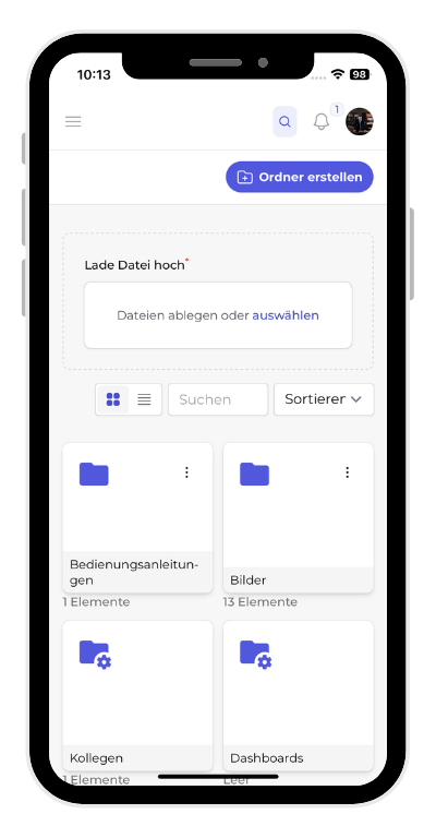 Kibi Connect Dateimanagement mit Ordnerstruktur und Dokumentenvorschau