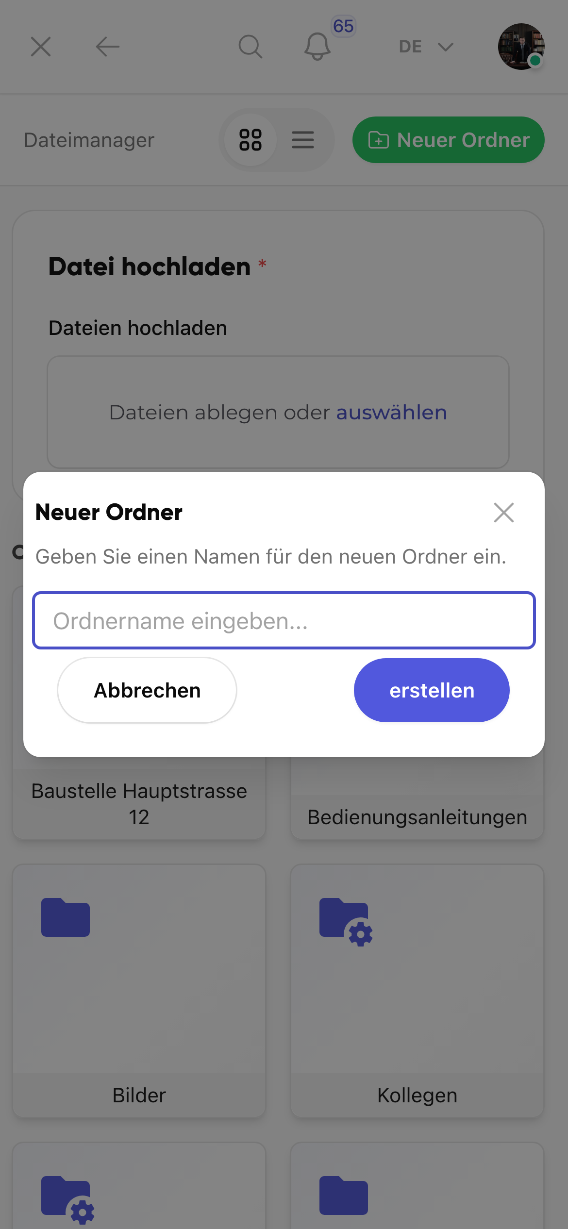 Ordner im Dateimanager anlegen