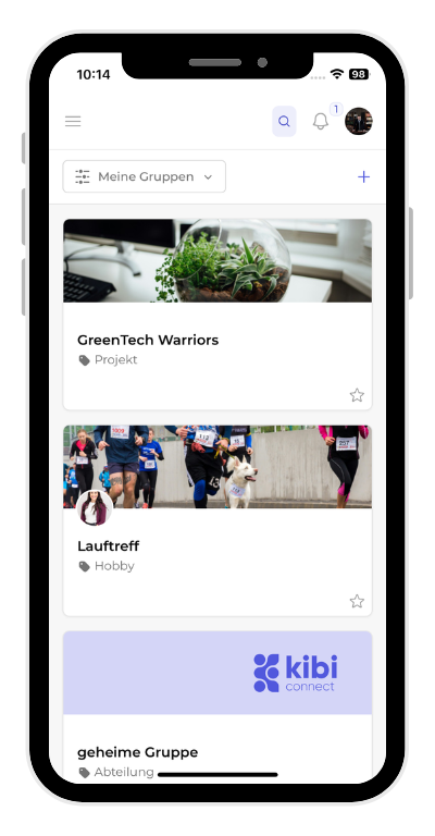 Kibi Connect Gruppen-Verwaltung mit Abteilungen, Projekten und gezielter Kommunikation