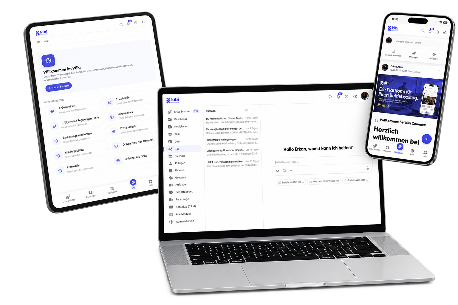 Kibi Connect auf Desktop, Laptop, Tablet und Smartphone