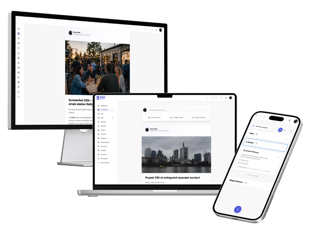 Kibi Connect auf Desktop, Laptop, Tablet und Smartphone