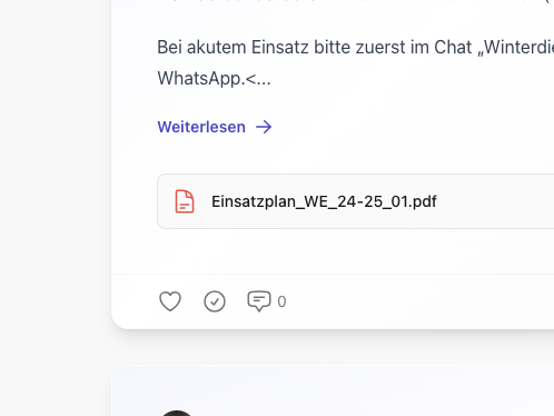 Neuigkeit mit Anhang und Reaktionen in Kibi Connect