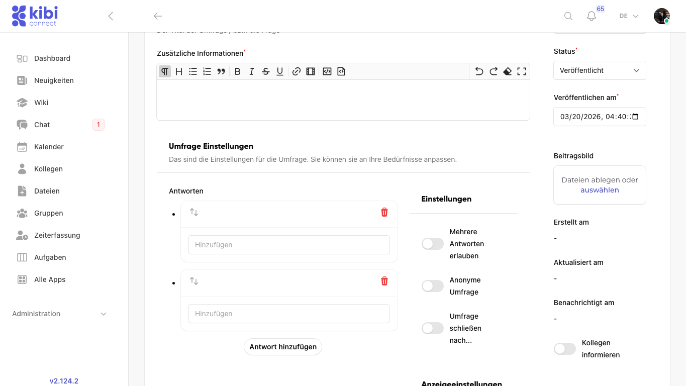 Antwortoptionen in einer Umfrage