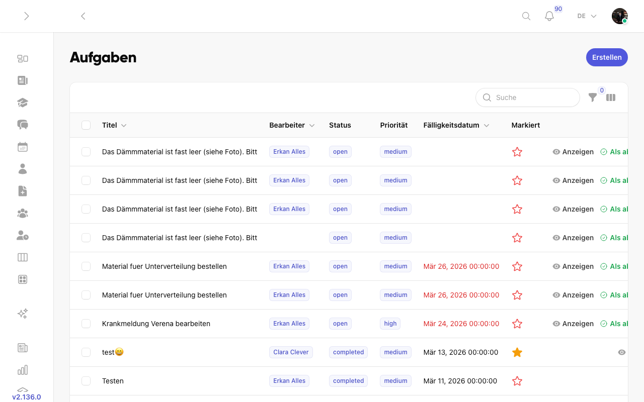 Aufgabenboard in Kibi Connect