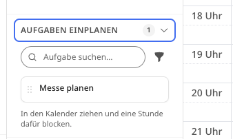 Screenshot: How do I schedule tasks in the calendar?