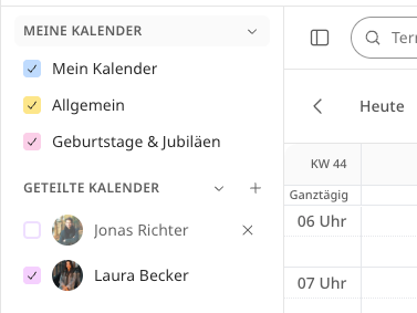 Screenshot: Hoe zie ik de beschikbaarheid van mijn collega's?
